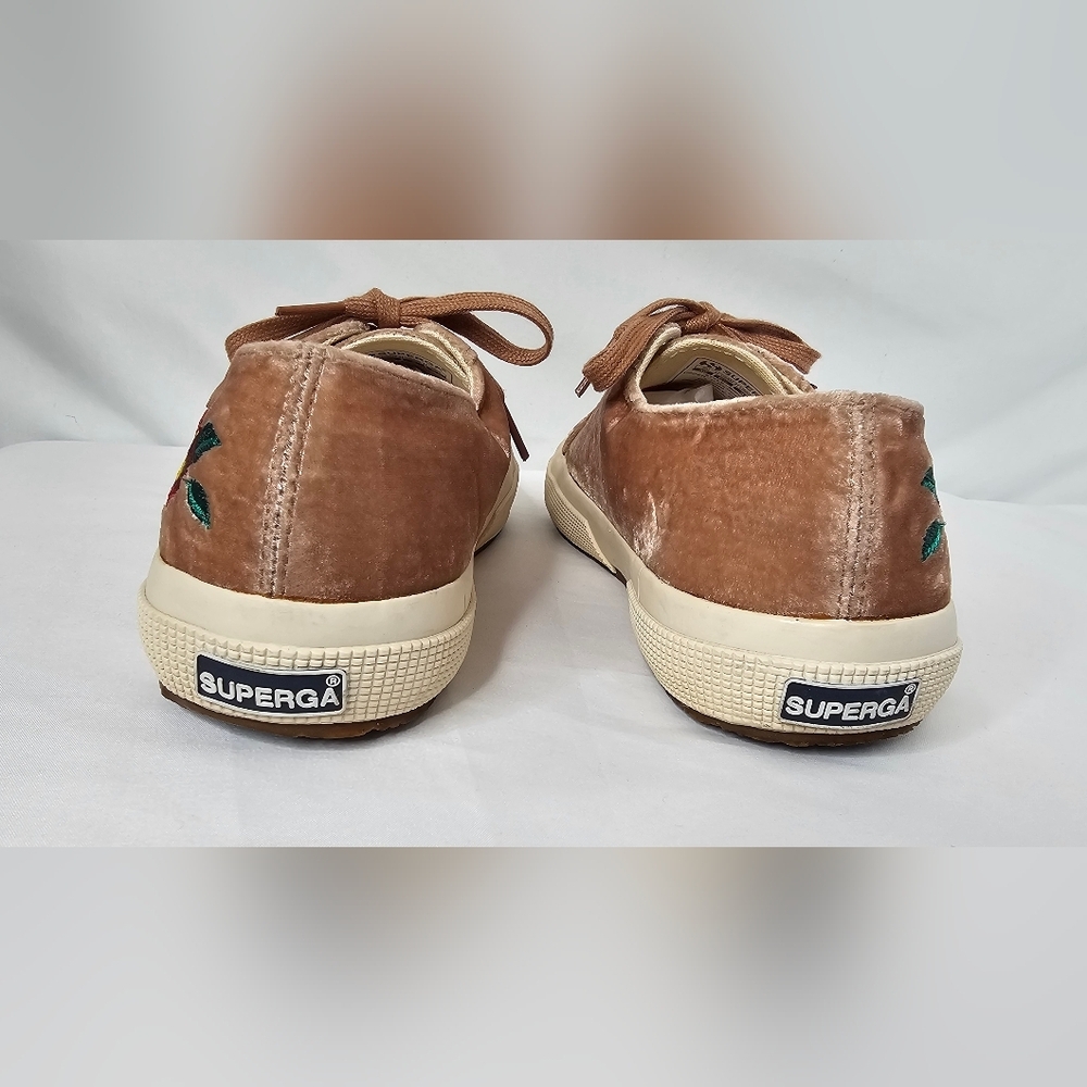 Superga 2750 Silk Velvet Sneakers Mauve Floral Embroidered Women’s 8 EU 39 - Picture 4 of 14